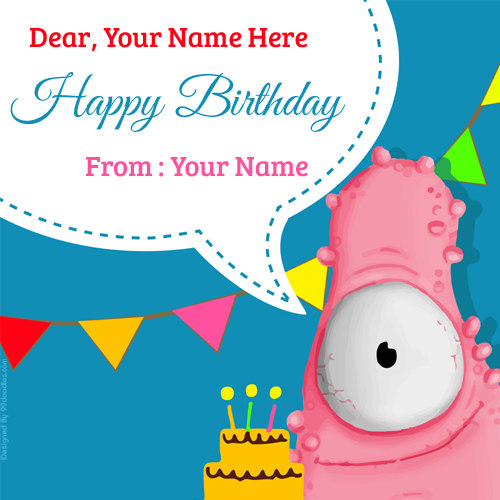 Write Name on Elegant Birthday Funny Colorful Greeting