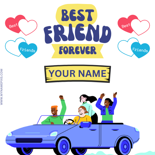Friendship Day Special Cartoon Image Frame With Name   