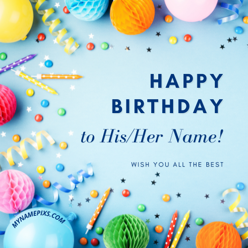 Happy Birthday Wishes Designer Name Art Greeting Card