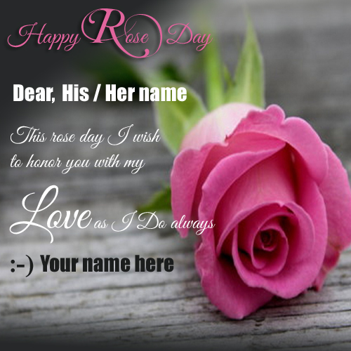 Happy Rose Day Wishes Greeting With Your Name