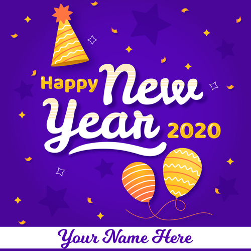 Write Name on Happy New Year 2020 Greeting Card