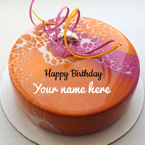 Write Name on Pink Floral Toppins Happy Birthday Cake