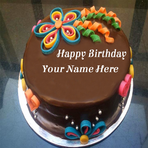 Write Your Name On Chocolate Birthday Cake For Girls