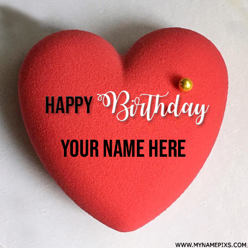 Heart Shape Red Birthday Wishes Cake With Lover Name