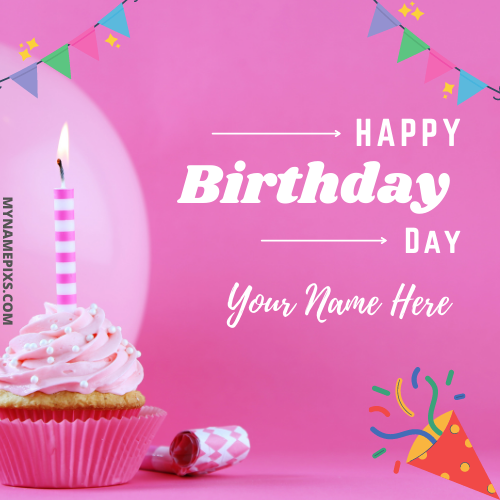 Happy Birthday Wishes Elegant Name Card With Cake