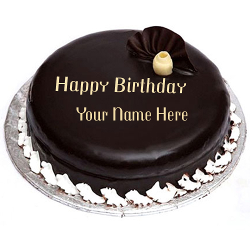 Write Name on Dark Chocolate Birthday Cake Online Free