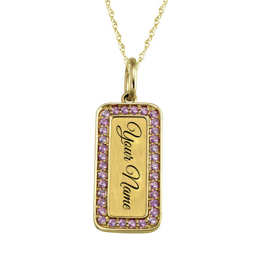 Write Name on Gold Simulated Birthstone Marquee Pendant